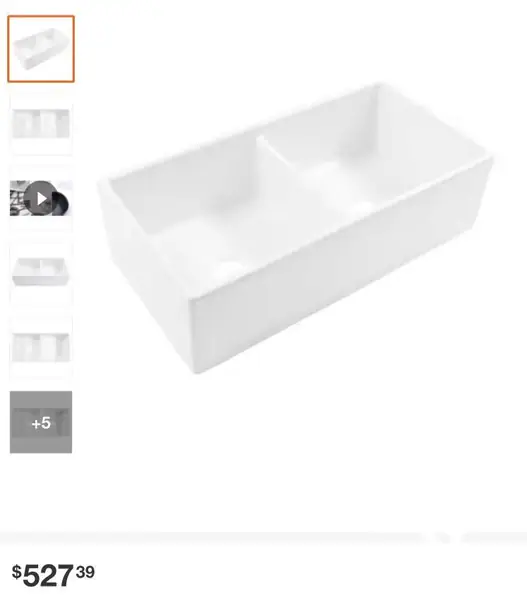 SINKOLOGY (Brand Rating: 4.5/5) ©
Bradstreet II 36 in. Farmhouse Double Bowl Crisp White Fireclay Kitchen Sink