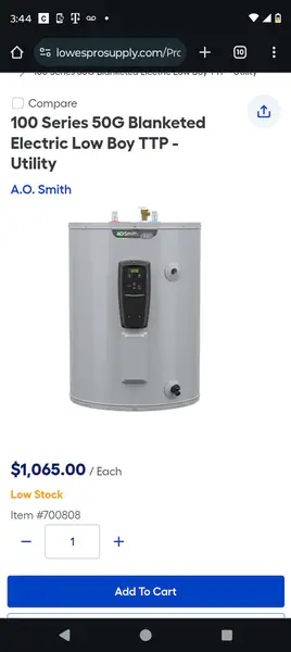 50 gal electric hot water heater 