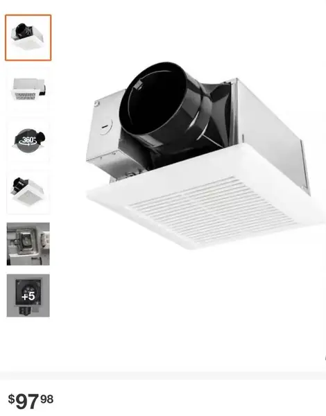 Panasonic
Whisper Mighty Pick-A-Flow 70/90 CFM Ceiling/Wall Bathroom Exhal
Fan, Energy Star with 9 in. x 9 in. Grille Footprint RGN79A