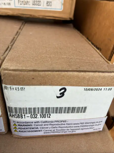 Box of commercial 5BB1 5" x 4.5" door hinges