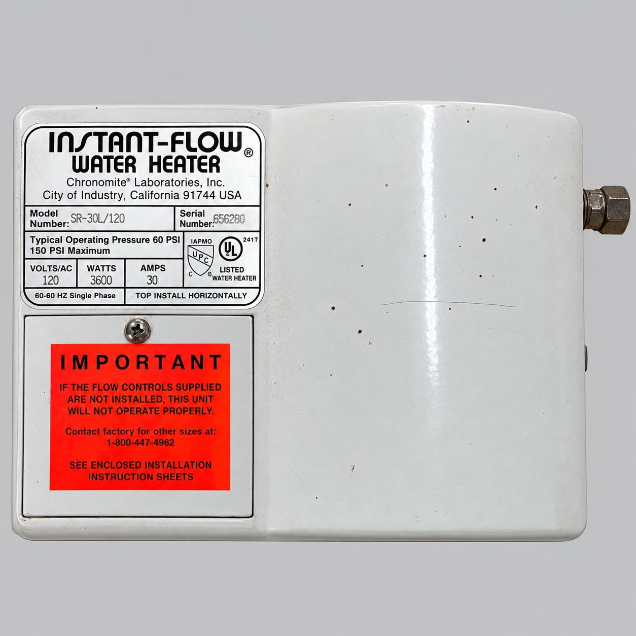 Chronomite SR-30L/120 3.6kW Point-of-Use Tankless Water Heater