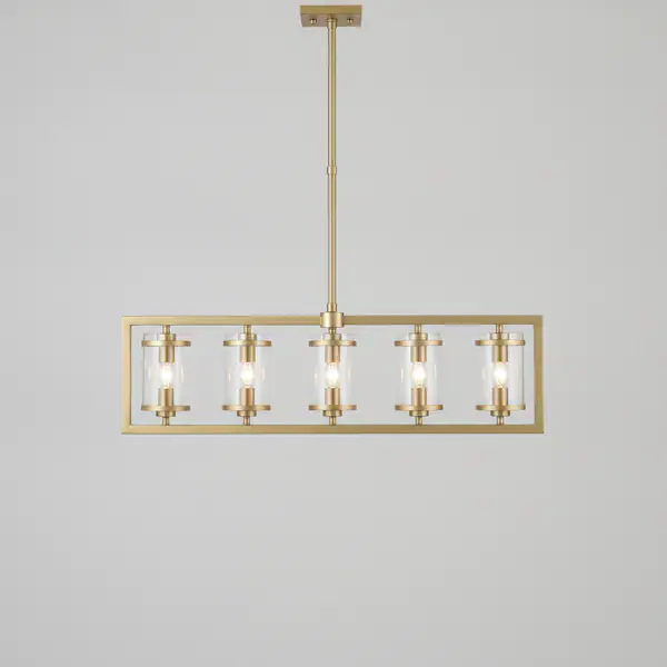 Pellum Collection 35 in. 5-Light Brushed Gold Linear Chandelier