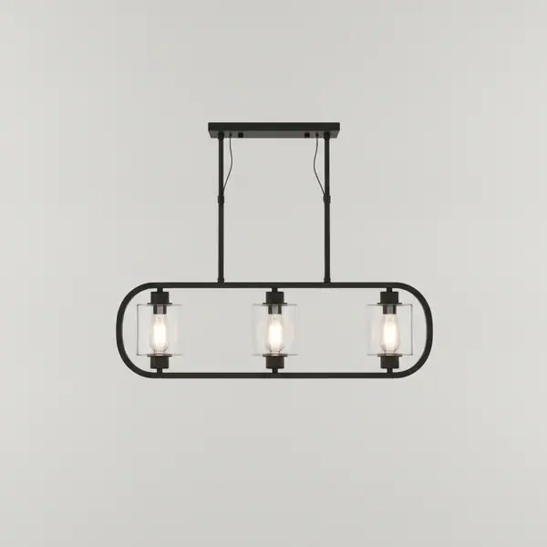 Huntscroft Collection 34 in. 5-Light Matte Black Linear Chandelier