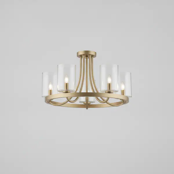 Pellum Collection 25 in. 5-Light Brushed Gold Chandelier