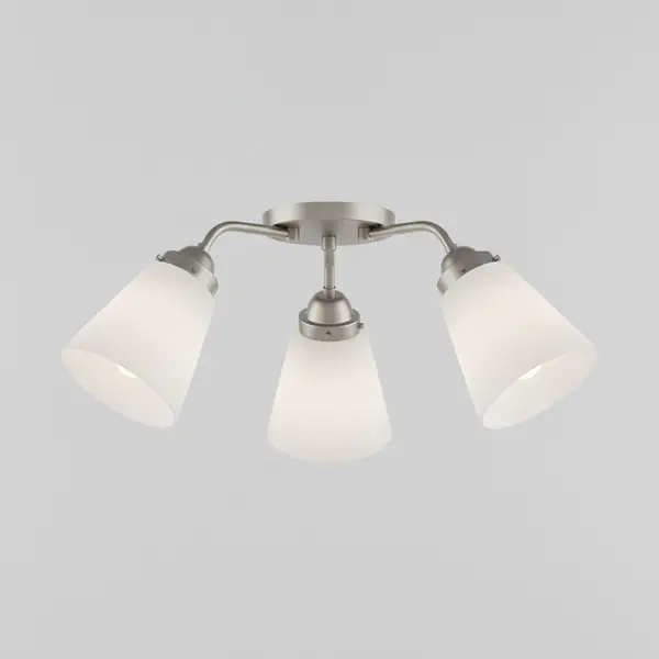 Corbin 3-Light Brushed Nickel Fixture with White Opal Glass