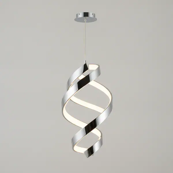 Swirl 30-Watt Chrome Modern Integrated LED Pendant