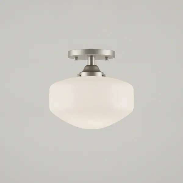 Corbin 15 in. Brushed Nickel Semi-Flush Mount with White Opal Glass