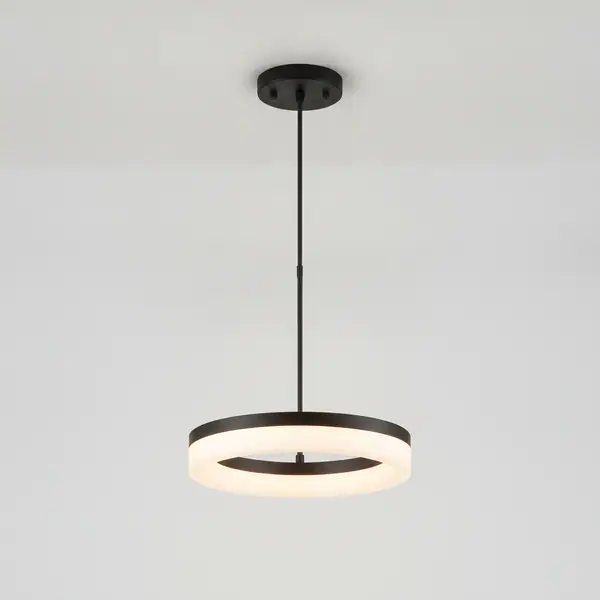 Kipling 35-Watt Black Modern Integrated LED Pendant with Frosted Acrylic Shade