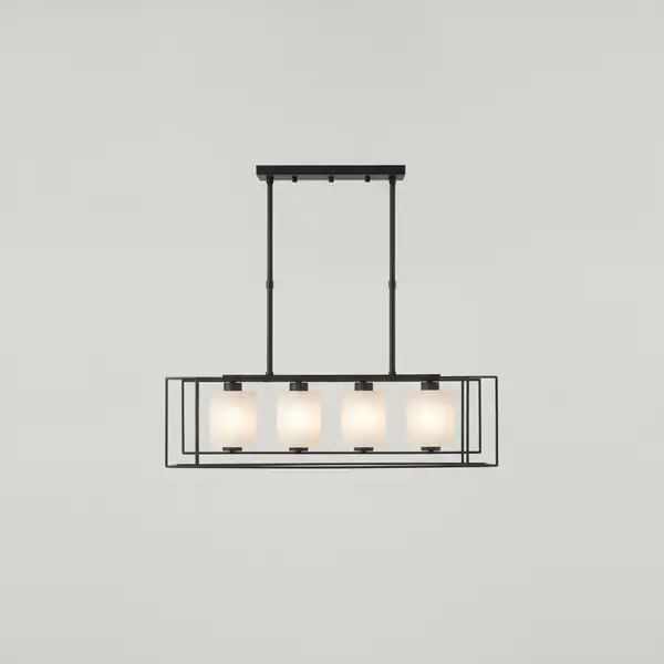 Sarolta Sands 6-Light Black Kitchen Island Pendant with Linear Metal Shade