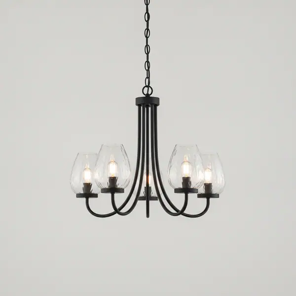 Thorna 5-Light Black Chandelier with Clear Water Glass