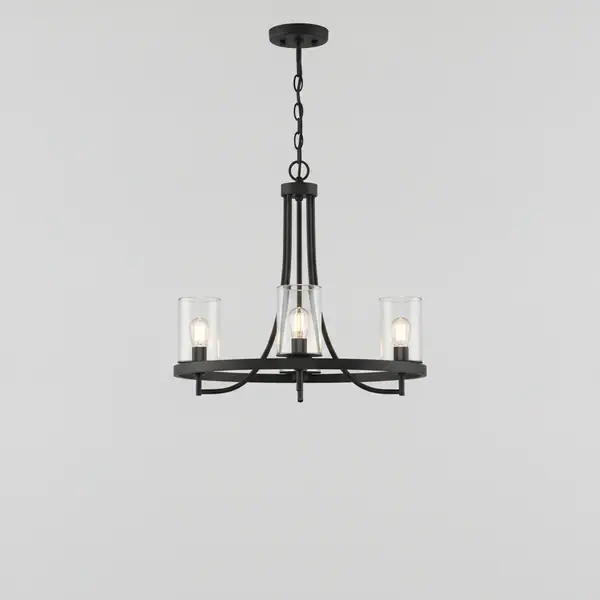 Ashba 5-Light Black Chandelier with Clear Glass