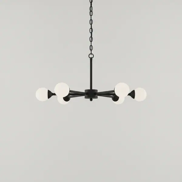 Aleswith Collection 32 in. 5-Light Matte Black Chandelier