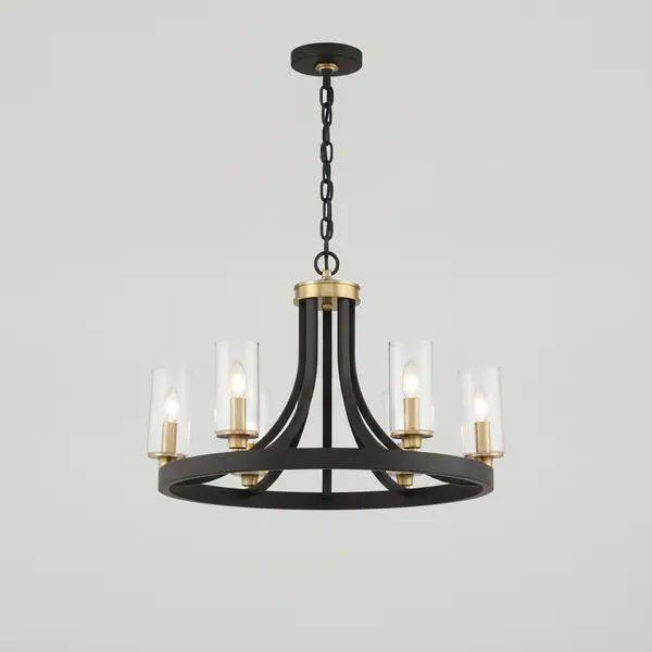 Knollwood 17-1/2 in. 3-Light Black Bronze Chandelier with Brass Accents
