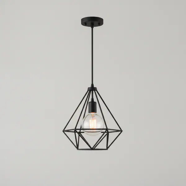 Aleswith Collection 12 in. 1-Light Matte Black Rustic Modern Pendant