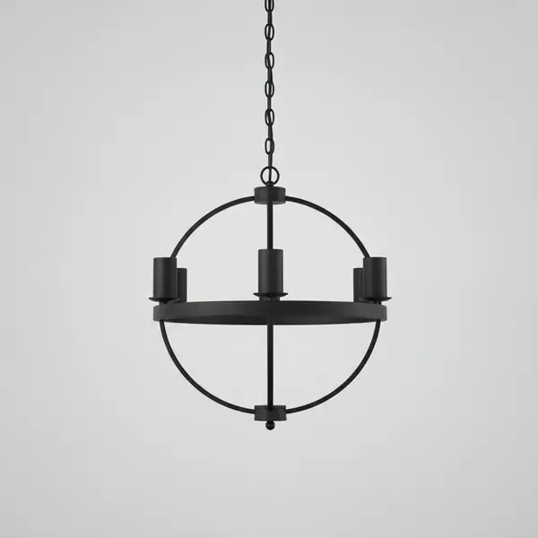 6-Light Black Round Candle Chandelier