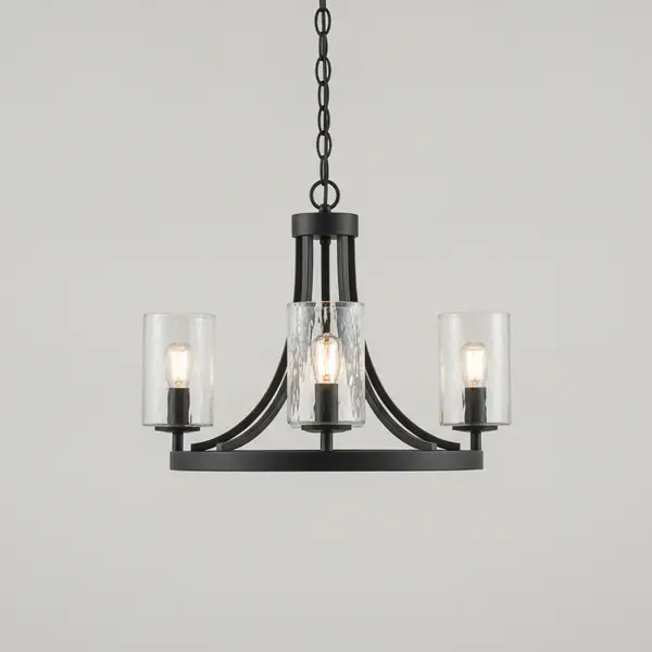 Mauzy Collection 5-Light Matte Black Transitional Chandelier with Clear Water Glass
