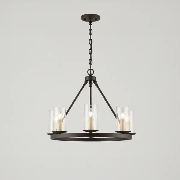 Moreland 5-Light Oil-Rubbed Bronze Wagon Wheel Candlestick Chandelier