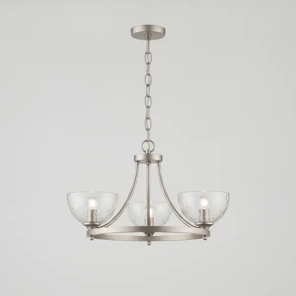Nerine 3-Light Brushed Nickel Foyer Pendant with Hammered Glass