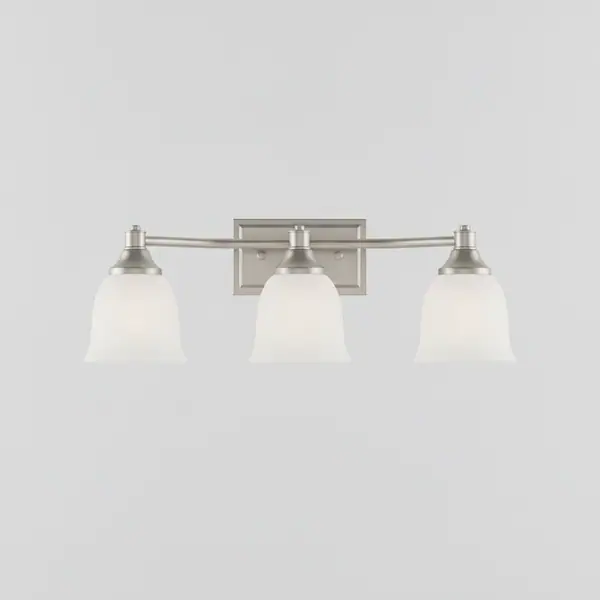 Cawthon 3-Light Brushed Nickel Fixture with Frosted Glass