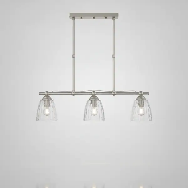Coralise 5-Light Brushed Nickel Linear Chandelier with Clear Water Glass