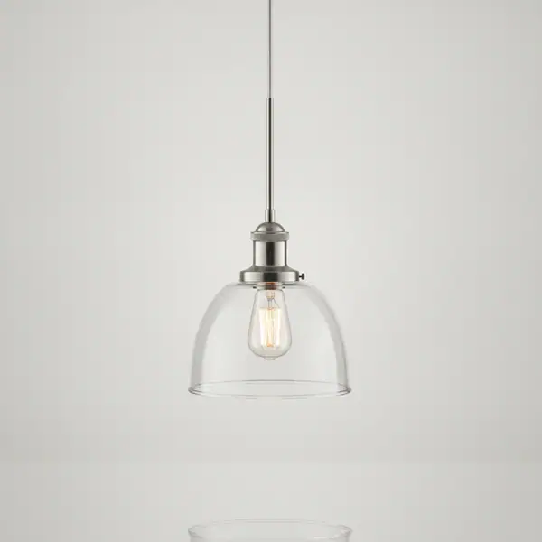 Gineva 1-Light Brushed Nickel Pendant with Clear Glass