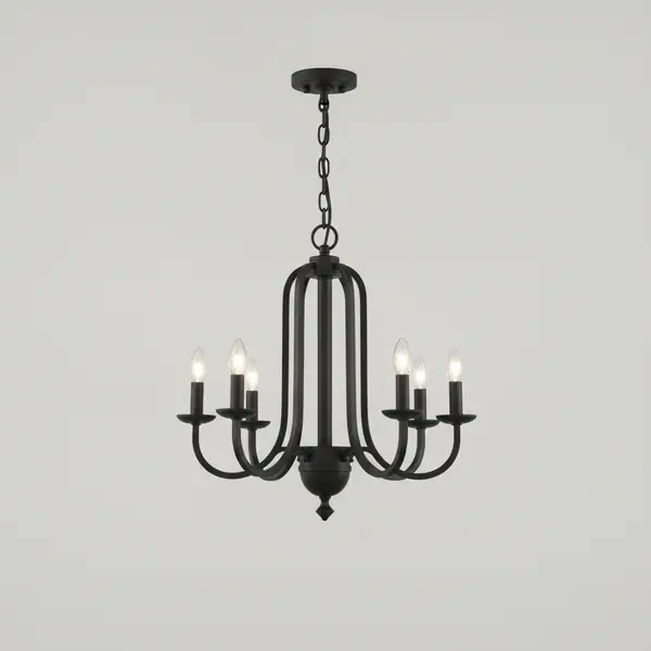 6-Light Black Candle Chandelier