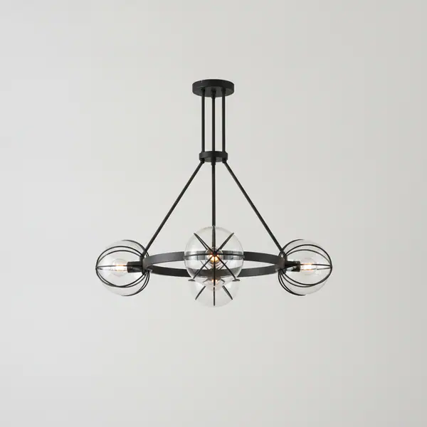 Sarolta Sands 5-Light Black Orb Chandelier with Caged Globe Metal Shade