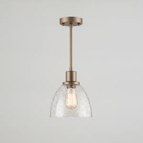 Hastings 1-Light Satin Bronze Mini Pendant with Clear Bubble Glass Cage