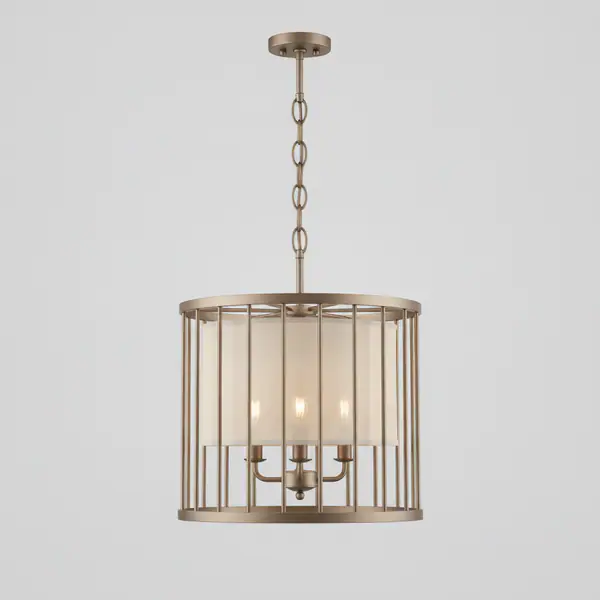 Hastings 4-Light Satin Bronze Caged Drum Chandelier