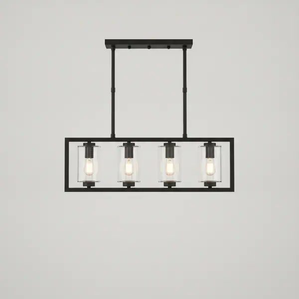 Kaelix 4-Light Black Linear Chandelier with Clear Glass