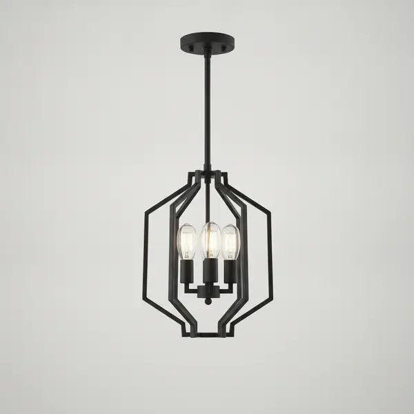 Cloverhill Collection 13.5 in. 4-Light Matte Black Pendant
