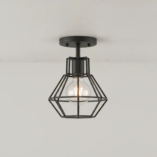 Sarek 1-Light Black Convertible Pendant/Semi-Flush Mount