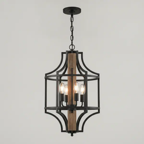 Weyburn 4-Light Farmhouse Chandelier with Caged Metal Shade