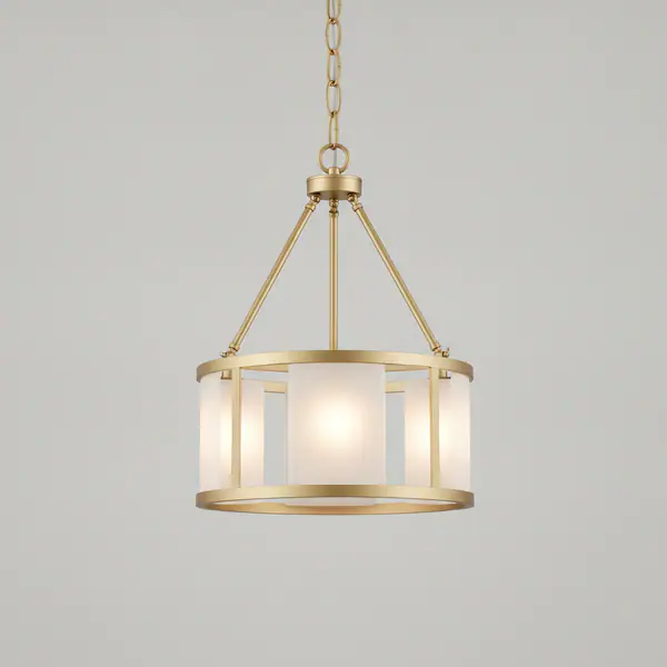 Ellis 18.5 in. 3-Light Gold Pendant with Satin White Glass Panels