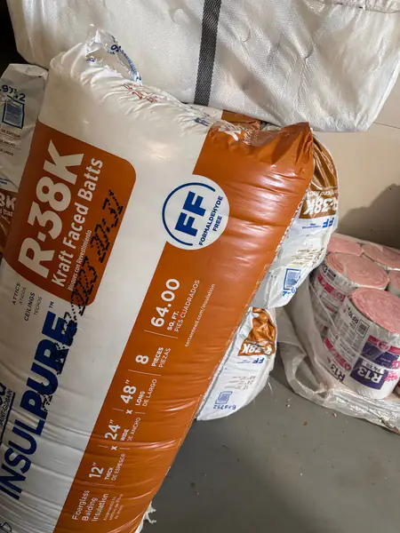R-38 Faced Fiberglass Insulation 24 inch wide - 64sqft per bag