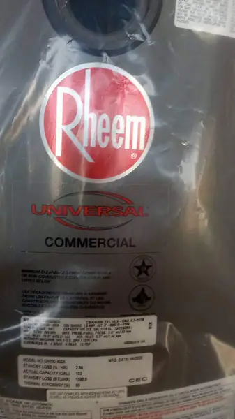 100 gal Rheem commercial water heater