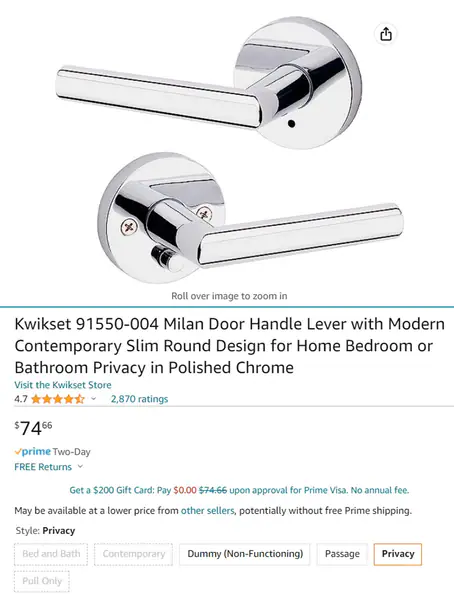 Polished Chrome Kwikset 91550-004 Milan Door Handle for Only $30 Each (Originally $76.00)