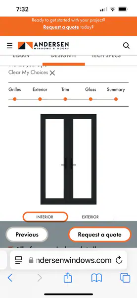 2 New Andersen E series French Doors