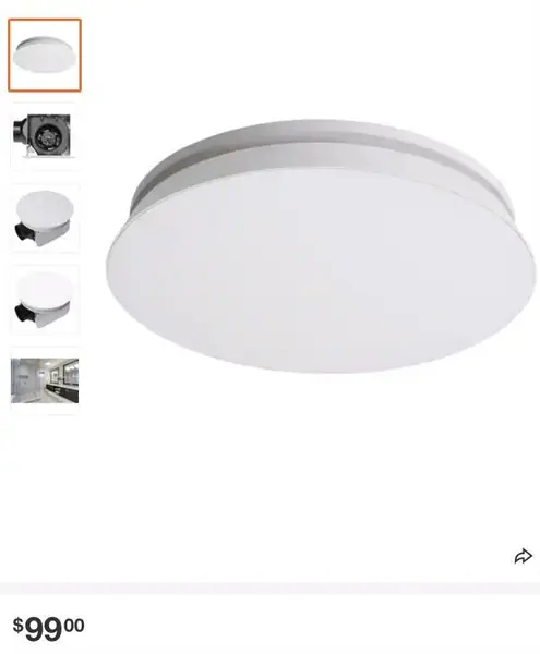 HOMEWERKS
Round Decorative White 80 FM Ceiling and Wall Mounted Bathroom
Ventilation Exhaust Fan with Dimmable LED Light 7141-80-G3
