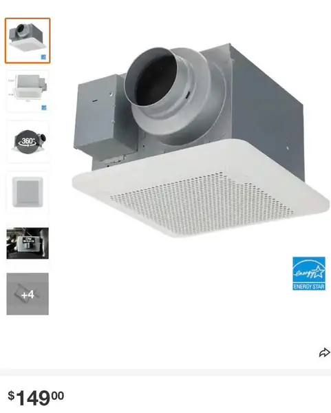 Panasonic Whisper Choice DC Pick-A-Flow 80/110 CFM Ceiling Bathroom Exhaust Fan with Flex-Z Fast Bracket RG-C811A

