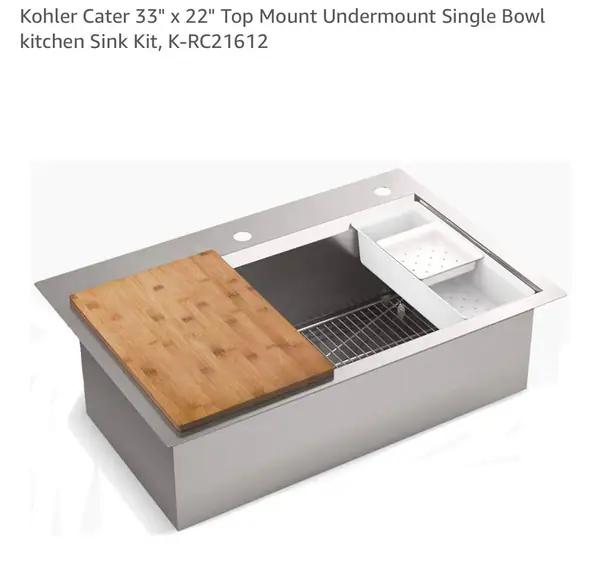 Cater large, single basin sink, by Kohler 21612–2PC–NA