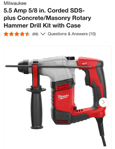Milwaukee 5.5 Amp 5/8 in. Corded SDS-plus Concrete/Masonry Rotary Hammer Drill Kit with Case