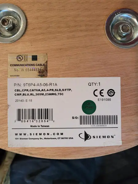 CAT6a, S/FTP, CMP Rated, 305m (1000 ft.) reel, BLUE (CORE)
