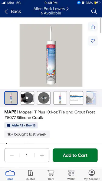  Grout colored caulk
