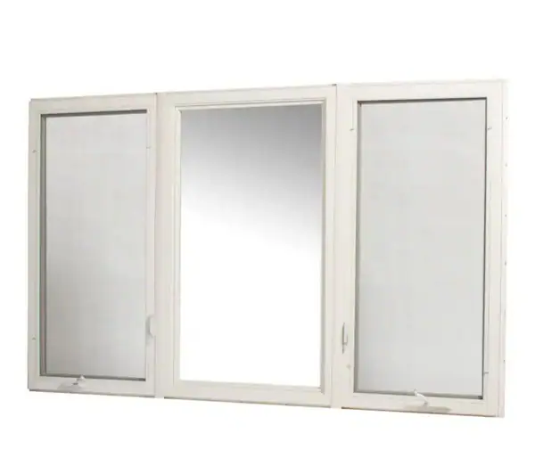  TAFCO WINDOWS 96"Wx 60"H Vinyl Casement Windows with Screen - White. This is a set of three windows, all new and boxed. 