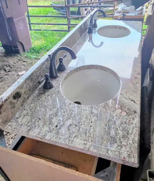 Granite Double Vanity Top 72"x22" - Includes 2 Sinks & Moen Hardware