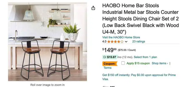 HAOBO Industrial Metal, Home Bar Stools Counter Height (Low Back Swivel Black with Wood, 30")
