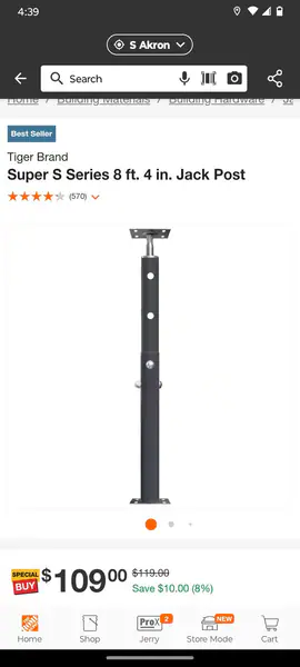 2 tiger brand metal support poles 