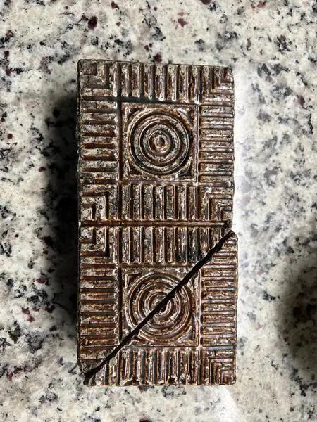 Antique Salt Glazed Nelsonville Ohio Circle Brick Block, Cut