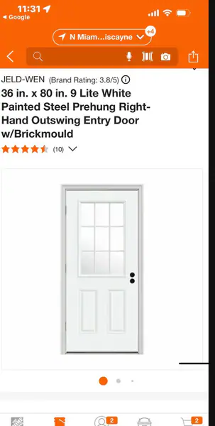 Impact exterior door 36x80
